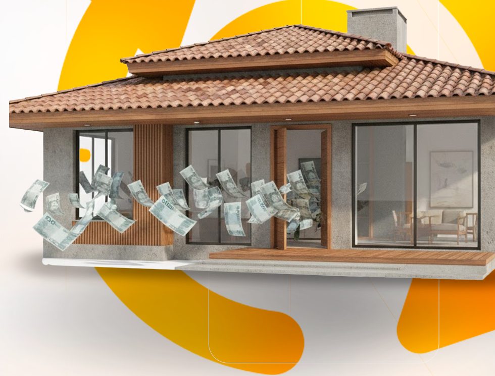 Casa com notas de dinheiro